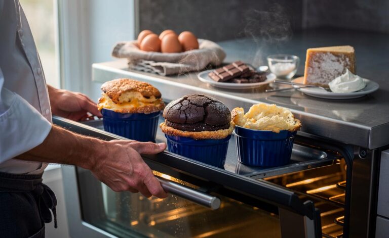 Illustration von einem Jahrhundertkoch, der pflegeleichte Soufflés aus drei Zutaten zubereitet